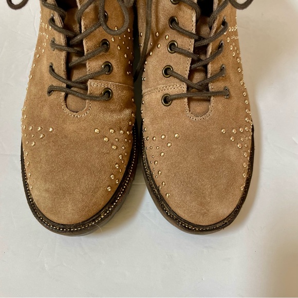 Dune London Prentice Star Studded Tan Biker Boots Size EU 39/US 8 - Picture 10 of 15